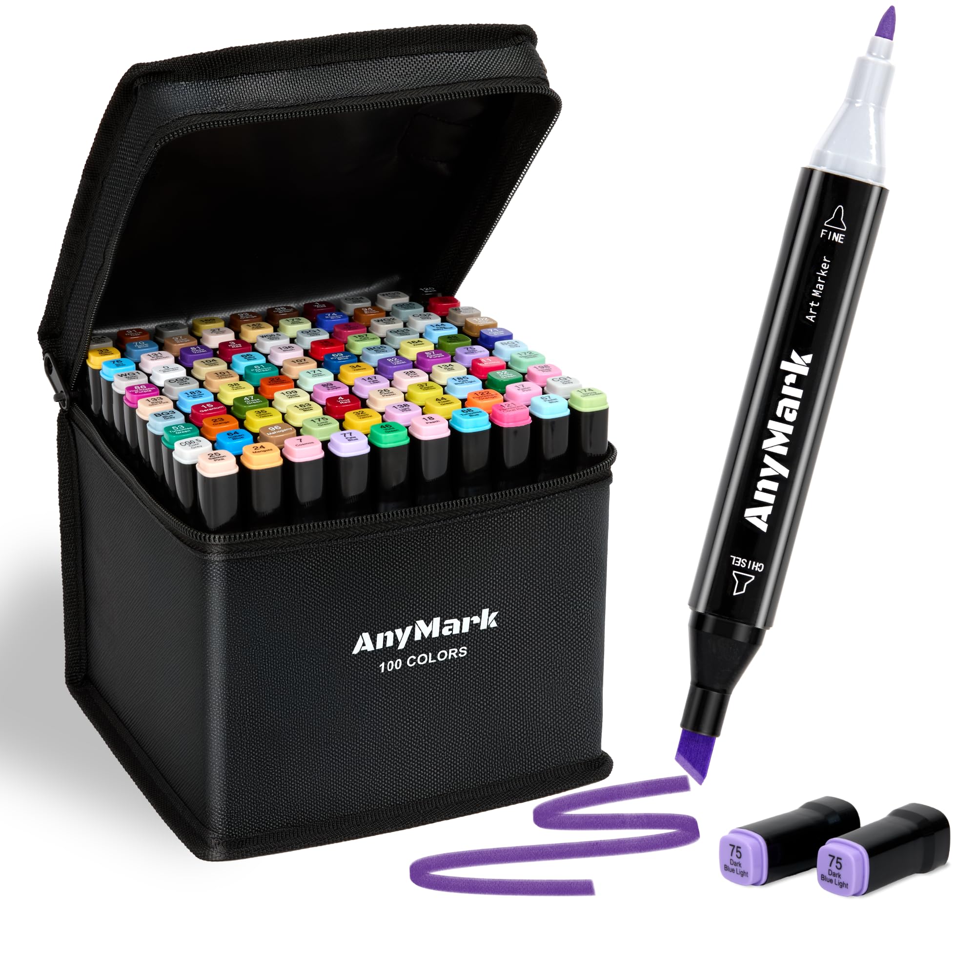 Amazon.com: AnyMark Alcohol Markers, 100 Colors Dual Tip Art